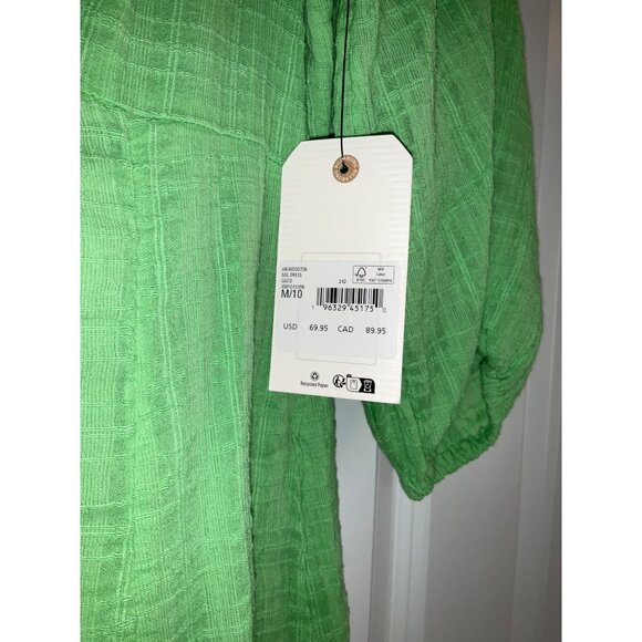 Billabong sz Medium 10 Sol Puff sleeve mini Sundress Green NEW - Picture 4 of 6